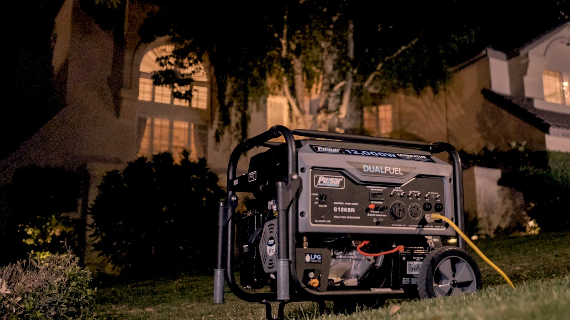 Pulsar G12KBN-SG Heavy Duty Portable Dual Fuel Generator - 9500 Rated Watts & 12000 Peak Watts - Gas & LPG - Electric Start - Transfer Switch & RV Ready - CARB Compliant