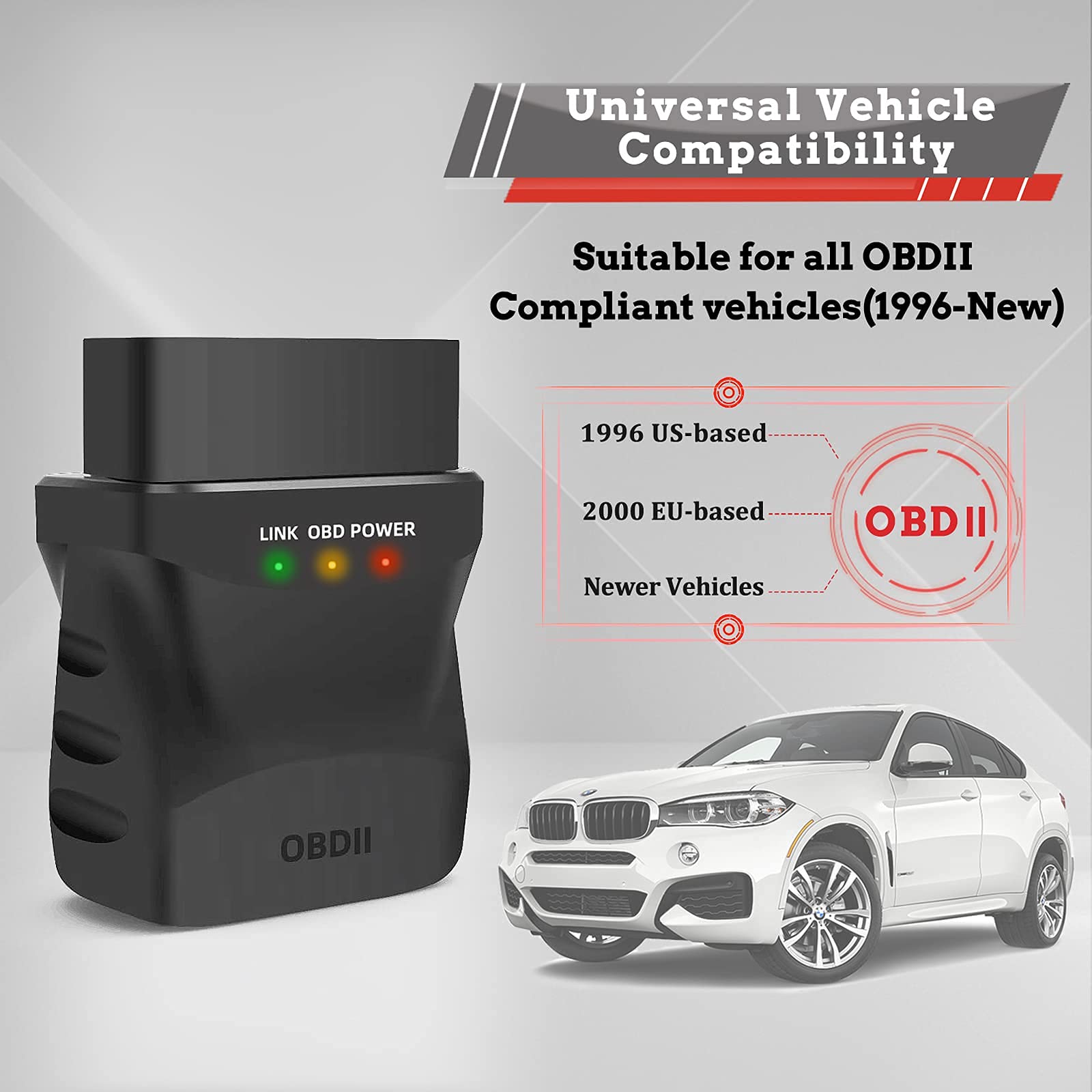 OBD2 Bluetooth 4.0 Diagnostic Scanner Code Reader for iPhone iOS Android iPad PC, Car Auto OBD II Diagnostic Scan Tool for Check Engine Lights, Stable & Fast