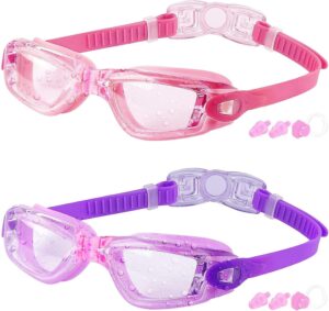 cooloo kids swim goggles, 2 packs swimming goggles for kids girls boys and child age 4-16