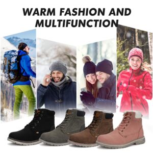 Men's Winter Snow Boots Warm Faux Fur Non-Slip Fashion Womens Hiking Shoes Outdoor Athletic Walking Trekking Black 8 Women/6.5 Men