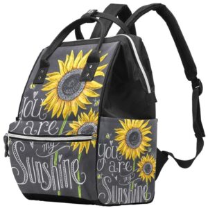 lorvies sunflowers you are my sunshine diaper bag backpack, large capacity muti-function travel backpack