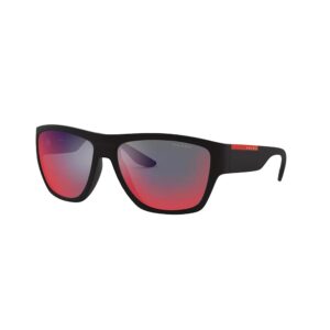 prada linea rossa ps 08vs dg008f black plastic rectangle sunglasses multicolor mirror lens