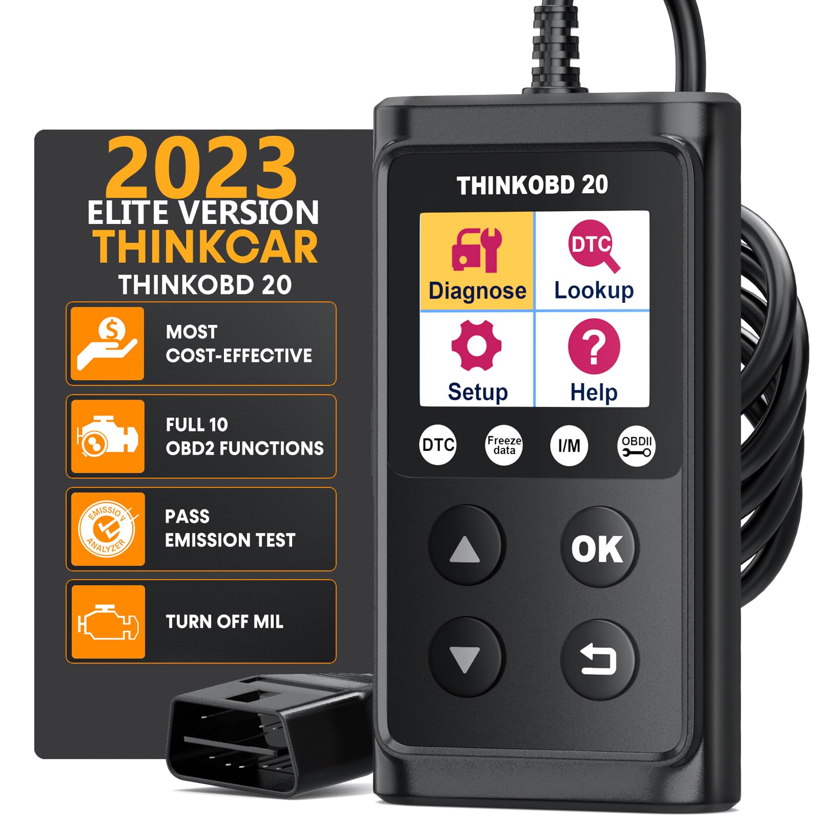 THINKCAR Thinkobd20 Automotive Code Reader, OBD2 Scanner, Check Engine Light, Emissions Scanner, Live Data Stream, Smog Check, Universal for All OBD II Protocol Cars After 1996 [Elite Version]