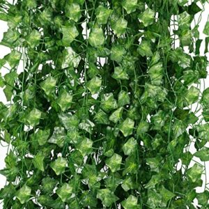 cocoboo 15pcs 105 feet vines for bedroom, fake ivy vines with fake leaves, artificial plants ivy greenery garland for home decorations indoor, wedding party garden aesthetic decorations