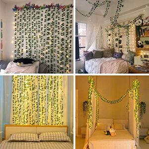 COCOBOO 15pcs 105 Feet Vines for Bedroom, Fake Ivy Vines with Fake Leaves, Artificial Plants Ivy Greenery Garland for Home Decorations Indoor, Wedding Party Garden Aesthetic Decorations