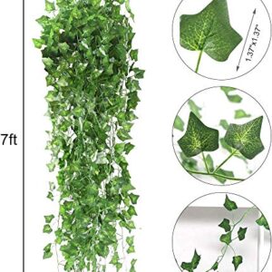 COCOBOO 15pcs 105 Feet Vines for Bedroom, Fake Ivy Vines with Fake Leaves, Artificial Plants Ivy Greenery Garland for Home Decorations Indoor, Wedding Party Garden Aesthetic Decorations