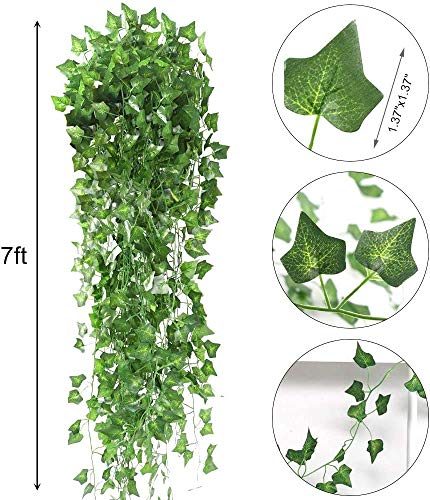 COCOBOO 15pcs 105 Feet Vines for Bedroom, Fake Ivy Vines with Fake Leaves, Artificial Plants Ivy Greenery Garland for Home Decorations Indoor, Wedding Party Garden Aesthetic Decorations