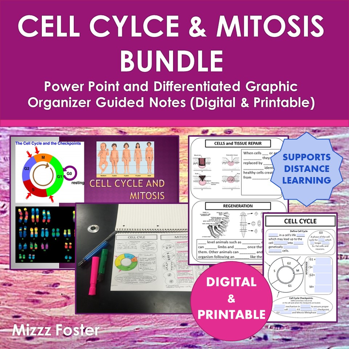 Cell Cycle and Mitosis: PowerPoint and Guided Notes (Digital & Printable)