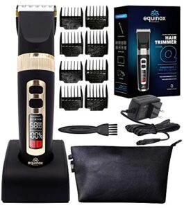 equinox international, beard trimmer for men - hair trimmer - professional electric shaver with men's grooming kit - rechargeable, cordless clipper for face and body -waterproof - includes 8 guards