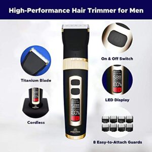 Equinox International, Beard Trimmer for Men - Hair Trimmer - Professional Electric Shaver with Men's Grooming Kit - Rechargeable, Cordless Clipper for Face and Body -Waterproof - Includes 8 Guards