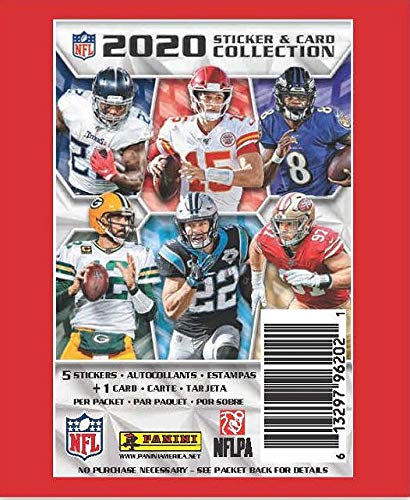 20 PACKS: 2020 Panini NFL Football Sticker Collection pack (5 stickers/1 trading card per pk)