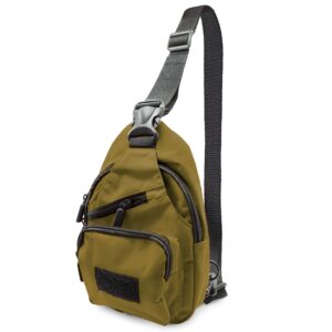 clakit sling bag - unisex crossbody pack (olive) for walking, day hiking, travel & edc