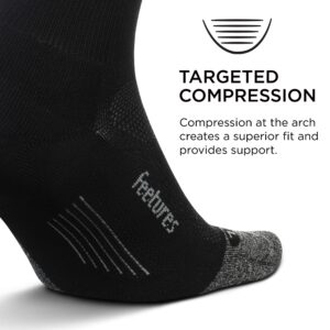 Feetures Elite Light Cushion Mini Crew Sock - Sport Sock with Targeted Compression - X-Large, New Black High Top Stripe (1 Pair)