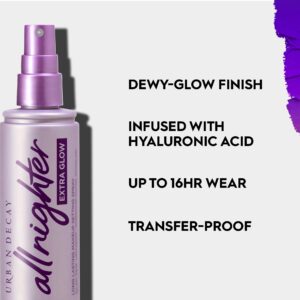 Urban Decay All Nighter Extra Glow Makeup Setting Spray - Makeup Finishing Spray Infused with Hyaluronic Acid & Agave Extract - Glowy, Dewy Finish - 4.0 fl oz