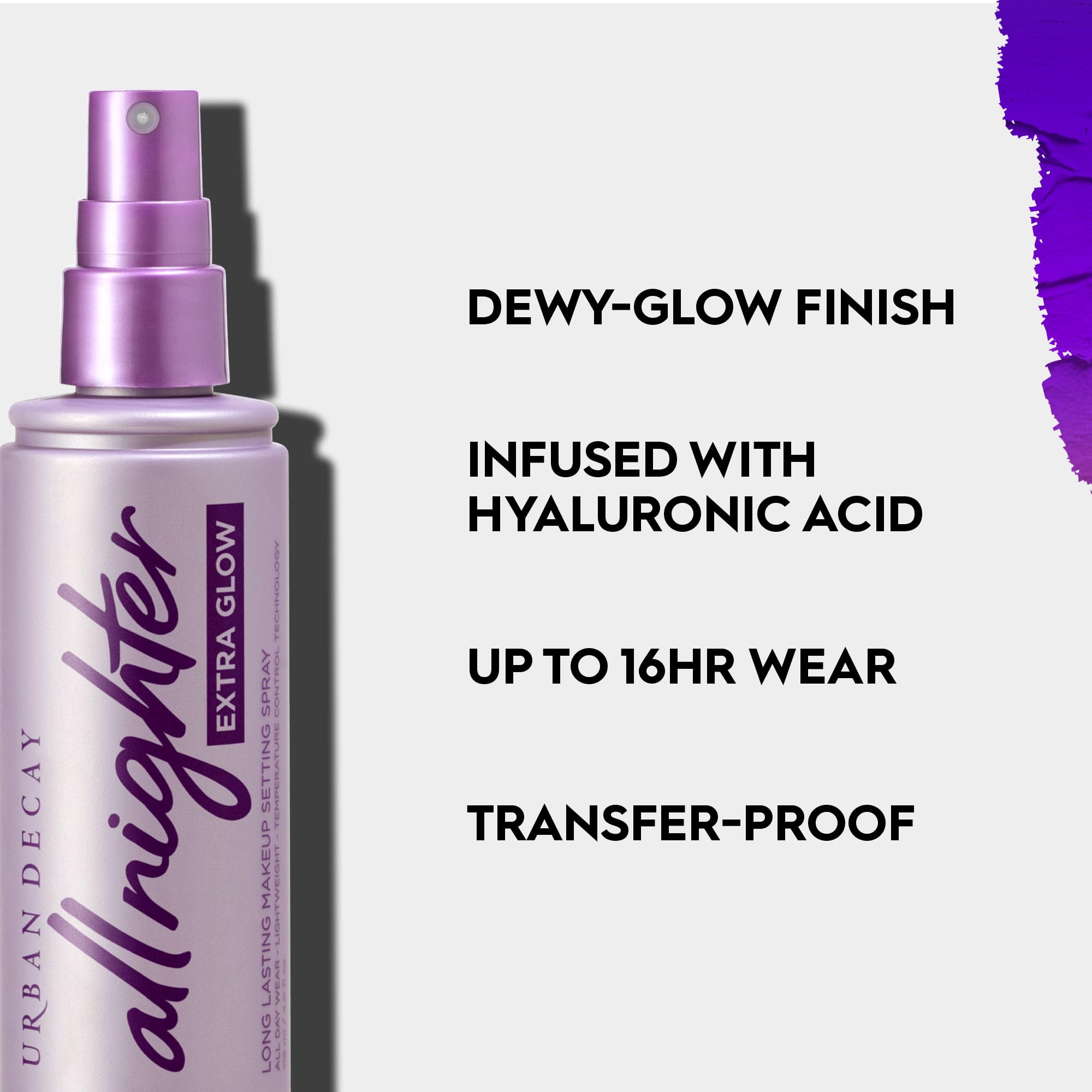 Urban Decay All Nighter Extra Glow Makeup Setting Spray - Makeup Finishing Spray Infused with Hyaluronic Acid & Agave Extract - Glowy, Dewy Finish - 4.0 fl oz