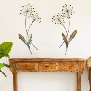 T.I. Design Dandelion Floral Contemporary Metal Wall Decor Set