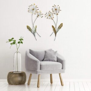 T.I. Design Dandelion Floral Contemporary Metal Wall Decor Set