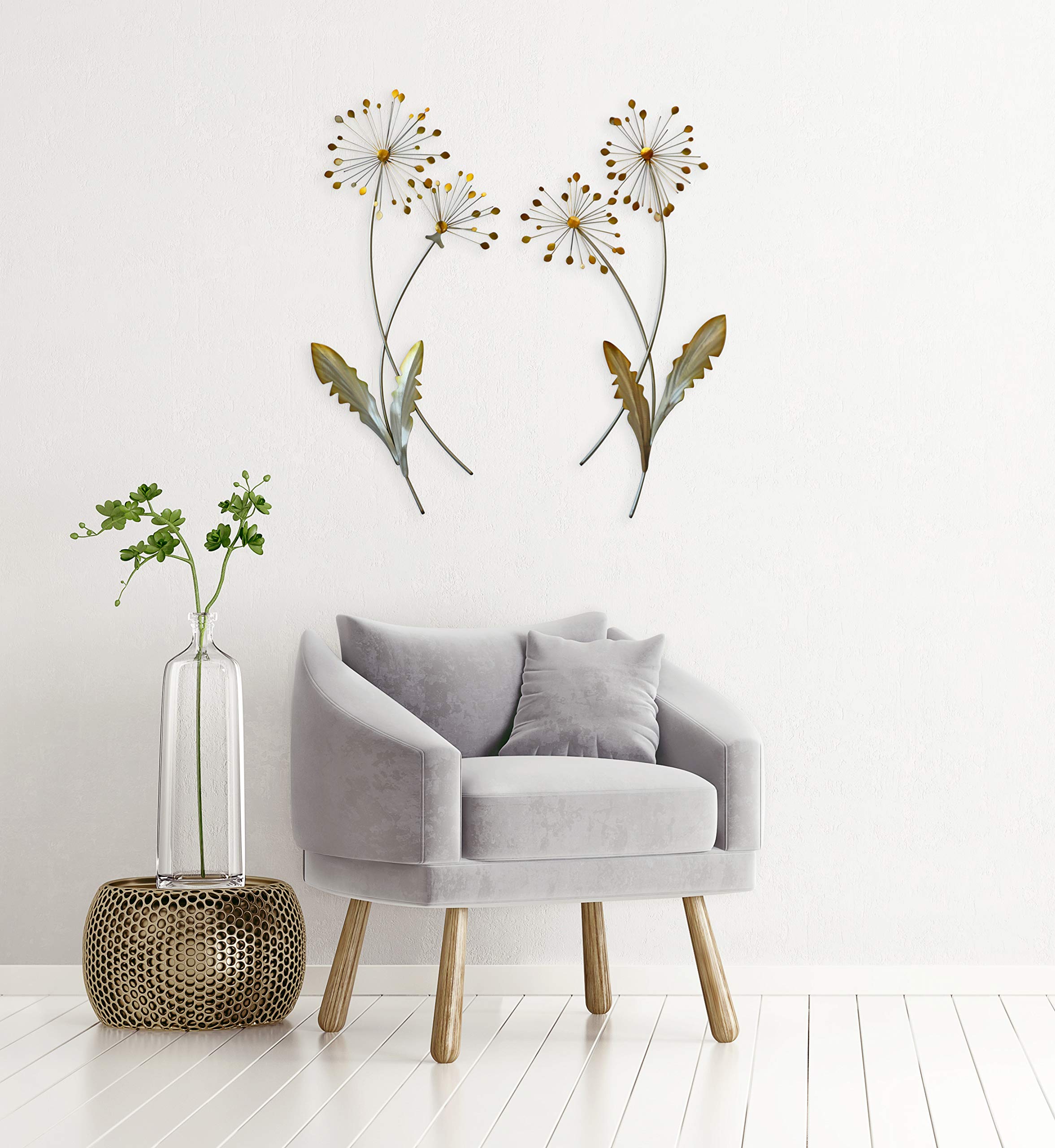 T.I. Design Dandelion Floral Contemporary Metal Wall Decor Set