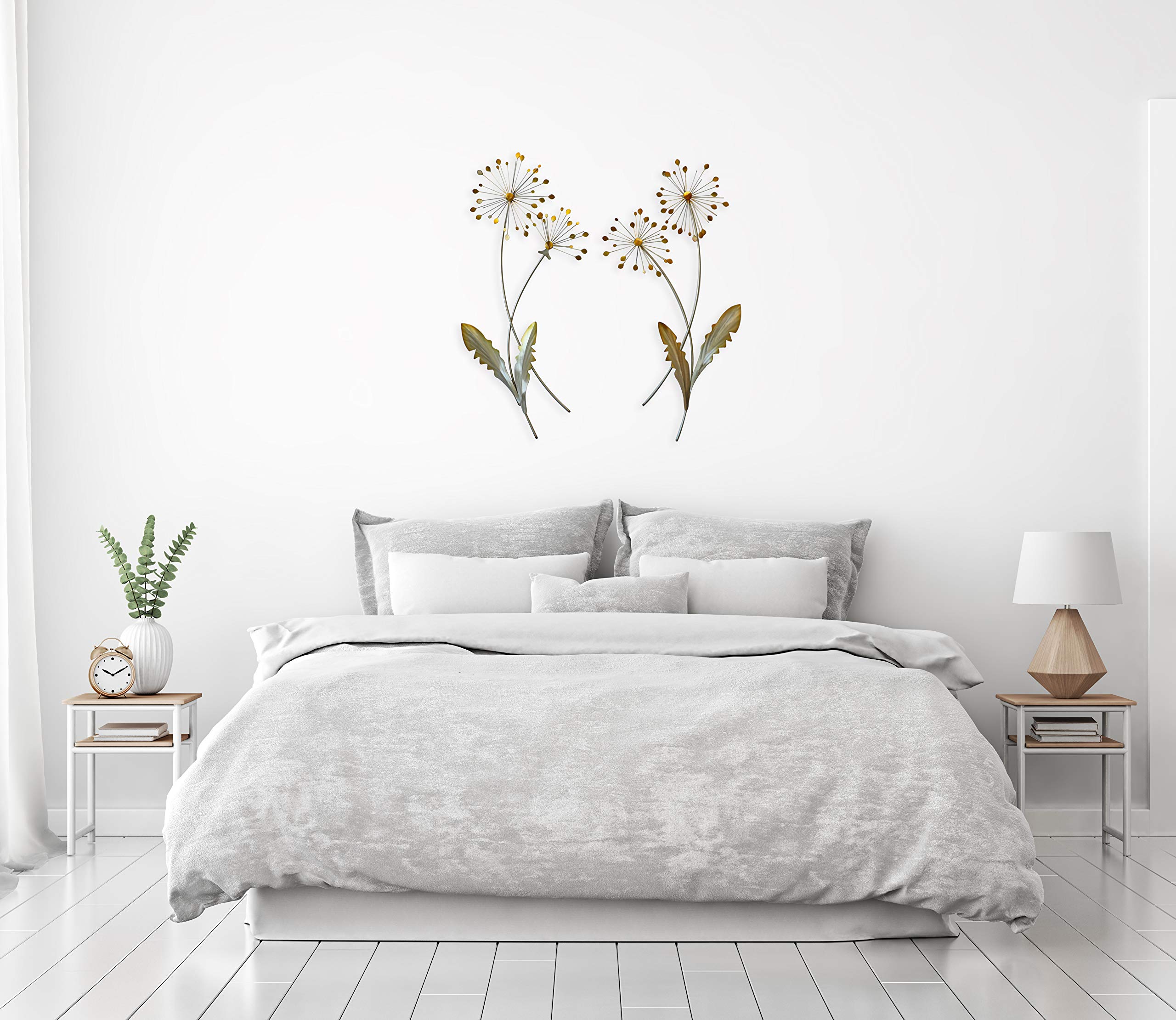 T.I. Design Dandelion Floral Contemporary Metal Wall Decor Set