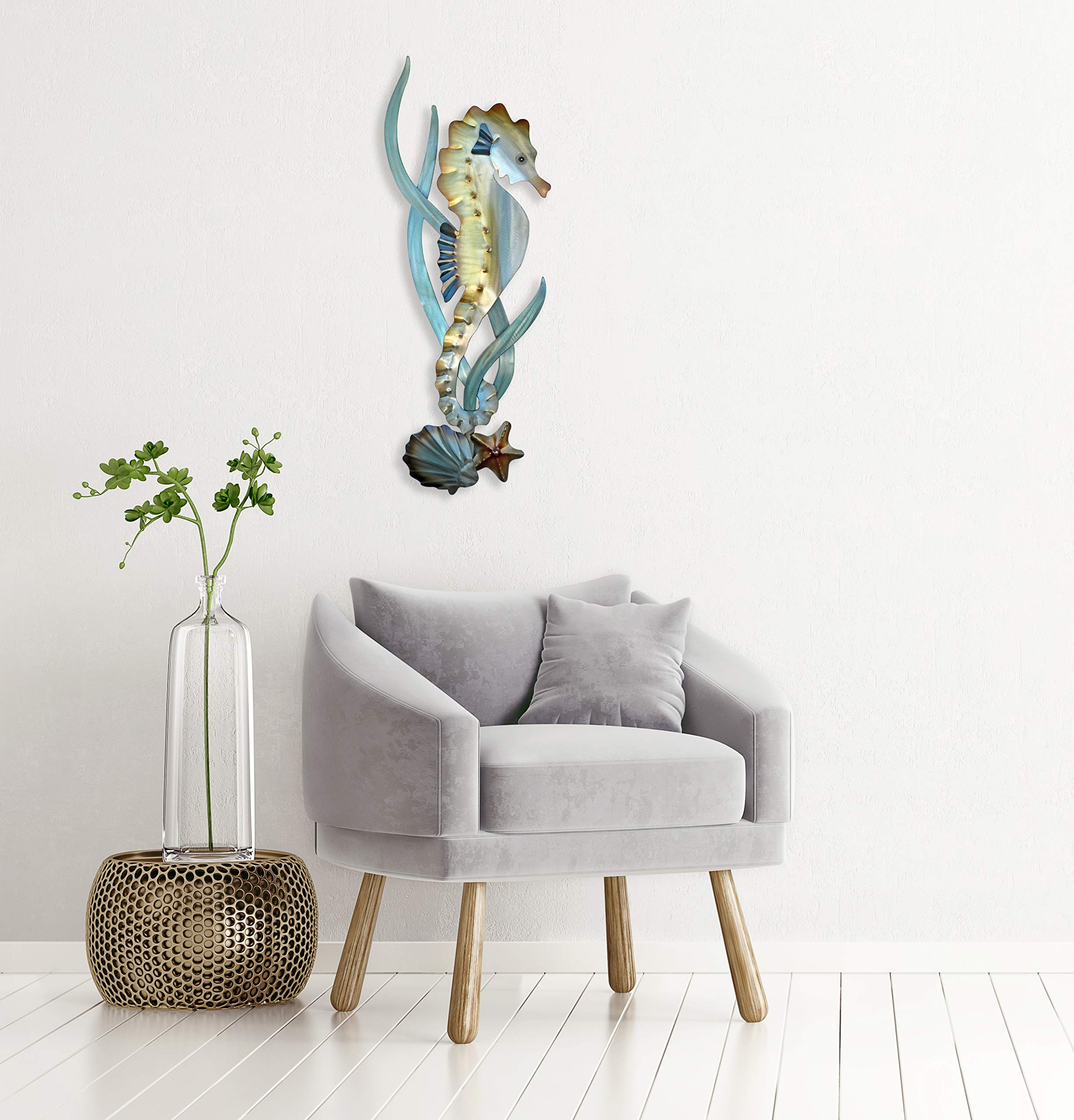 T.I. Design Seahorse Coastal Contemporary Beach Metal Wall Decor