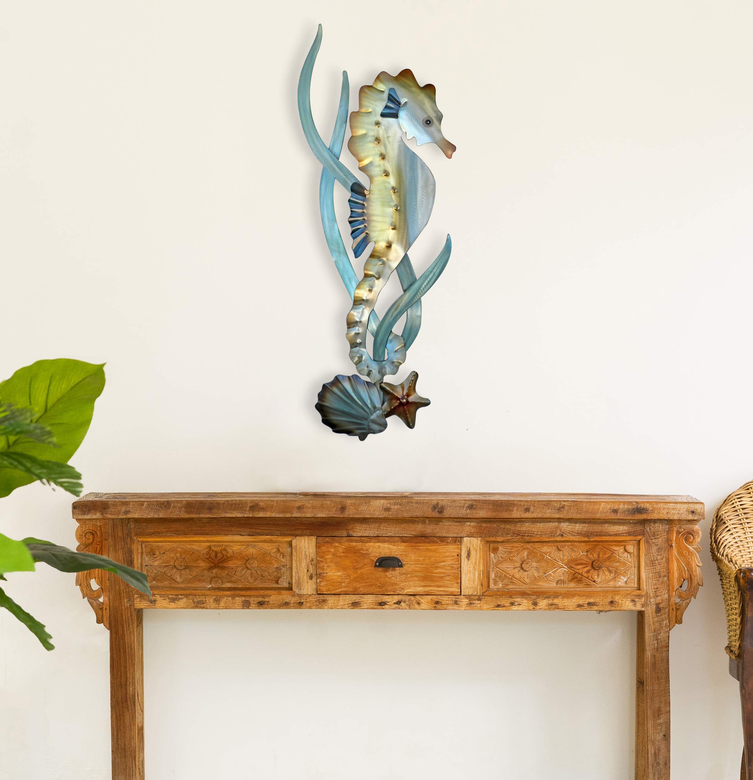 T.I. Design Seahorse Coastal Contemporary Beach Metal Wall Decor