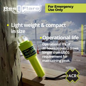 ACR ResQFlare Electronic Distress E-Flare and Flag, USCG Approved Replacement for Pyrotechnic Flares - ACR 3966