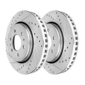 autoshack front drilled slotted brake rotors silver pair of 2 driver and passenger side replacement for 2007-2021 ford expedition 2010-2020 f-150 2007-2021 lincoln navigator 4wd awd rwd pr64155dszpr