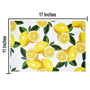 Disposable Lemons Paper Place Mats 50 Pack 11”x 17” Rectangle Summer Yellow Lemon Slices Citrus Fruit Coated Placemat for Spring Tropical Lemonade Green Leaves Floral Table Mat Dinner Party Decor