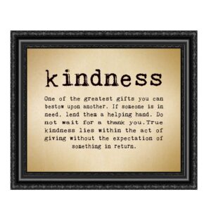 Kindness, Greatest Gift- Inspirational Wall Art Print, Motivational Typographic Positive Quotes Wall Art Decor for Living Room Wall Decor, & Classroom Door Decorations, & Home Decor. Unframed- 10 x 8"