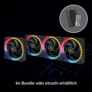 ARCTIC BioniX P120 A-RGB (3 Pack, incl. A-RGB Controller) - 120 mm Pressure-Optimised Fan with A-RGB, PWM, Cooler, Fluid Dynamic Bearing, 400-2300 RPM - Black