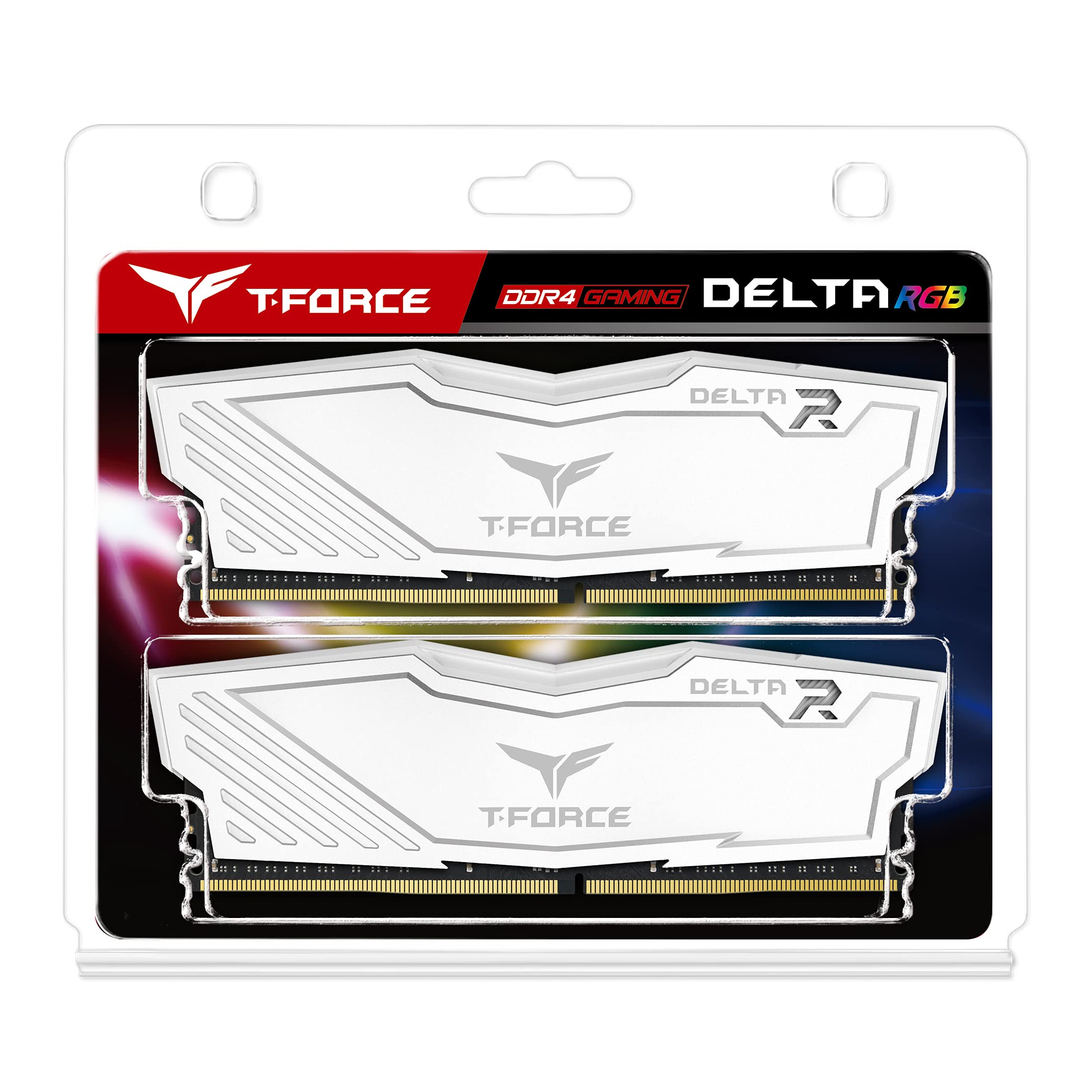 TEAMGROUP T-Force Delta RGB DDR4 16GB (2x8GB) 3600MHz (PC4-28800) CL18 Desktop Gaming Memory Module Ram TF4D416G3600HC18JDC01 - White