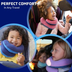 BCOZZY Kids Bundle- 2 Travel Neck Pillows for Toddlers- Super Soft Head, Neck, and Chin Support, for Comfortable Sleep in Car Seat Booster and Plane- Washable, Pink, Navy