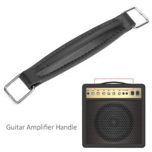 Guitar Amplifier Handle,PU Leather Internal Steel Leather Style Replacement Strap Handle Amp Handle Strap for Guitar Amplifiers Speaker (black)