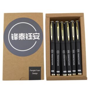 Fengtaiyuan 10P18, Black Gel Ink Rollerball Pens - Comfortable Non-Slip Grip, Black Ink, Bold Point, 1.0mm Quick-Drying Ink, 18-Piece Box (10P18)