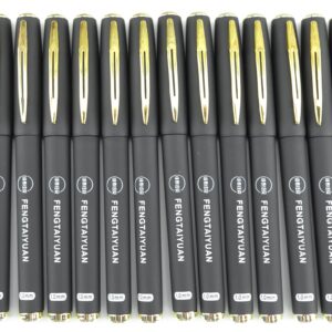 Fengtaiyuan 10P18, Black Gel Ink Rollerball Pens - Comfortable Non-Slip Grip, Black Ink, Bold Point, 1.0mm Quick-Drying Ink, 18-Piece Box (10P18)