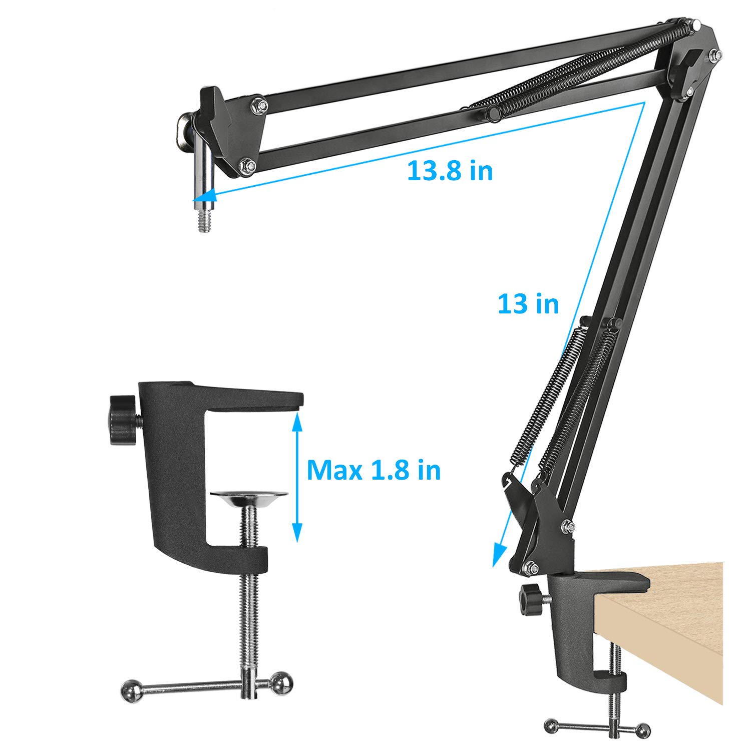 Audio-Technica AT2020 Mic Boom Arm with Foam Windscreen, Suspension Boom Scissor Arm Stand with Pop Filter Cover for Audio-Technica AT2020 Microphone by SUNMON