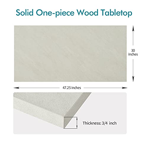 Kaboon Universal Tabletop 47.25"x30", Solid One-Piece Melamine Table Top, Double Desk L-Desk DIY, Home and Office,Sea Salt/White