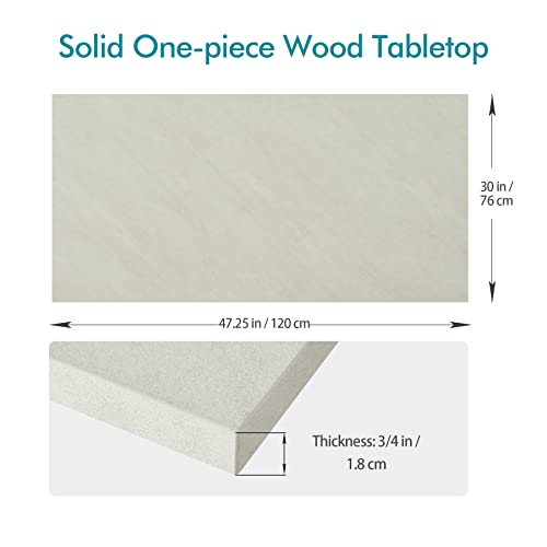 Kaboon Universal Tabletop 47.25"x30", Solid One-Piece Melamine Table Top, Double Desk L-Desk DIY, Home and Office,Sea Salt/White