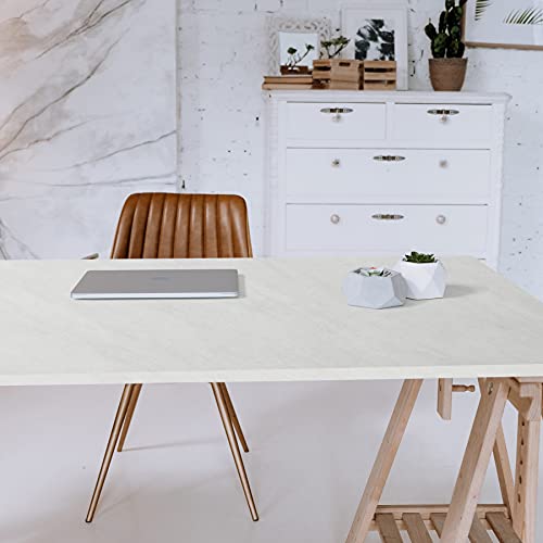 Kaboon Universal Tabletop 47.25"x30", Solid One-Piece Melamine Table Top, Double Desk L-Desk DIY, Home and Office,Sea Salt/White