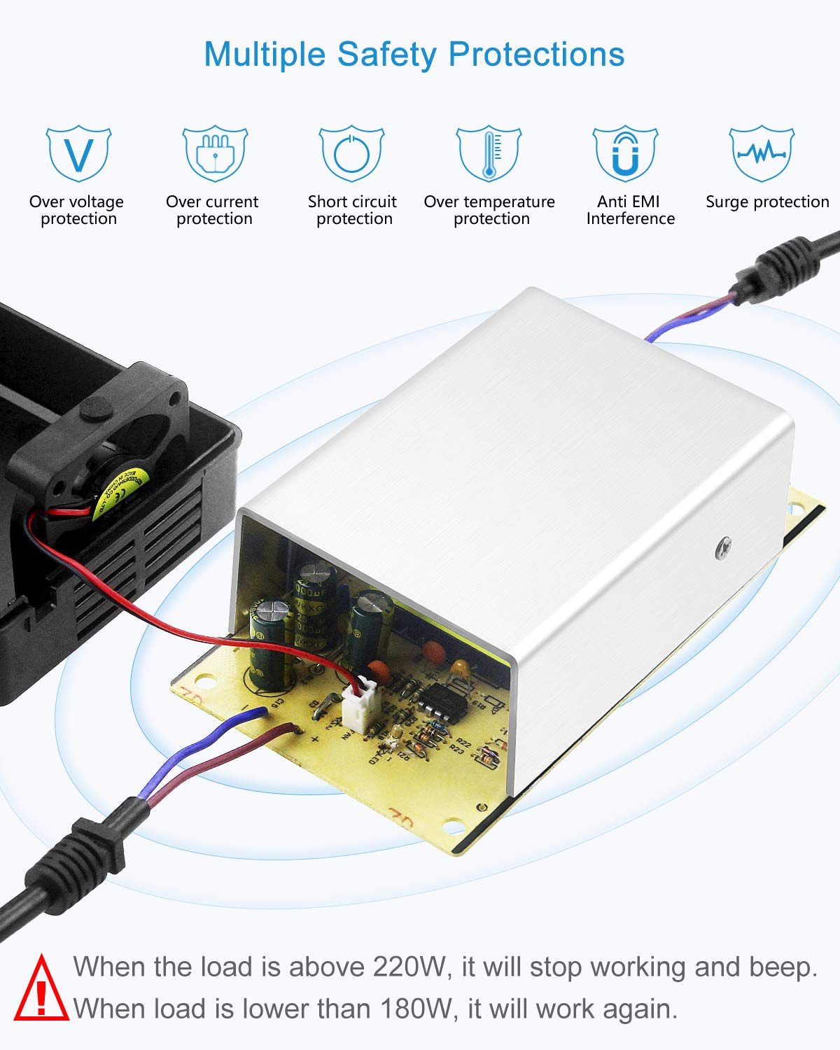 ALITOVE 110V to 12V Converter AC to DC Converter 12 Volt 15A 180W Power Supply Adapter with Car Cigarette Lighter Socket 100V-240V AC in for Car Refrigerator Tire Inflator Cleaner Pressure Washer