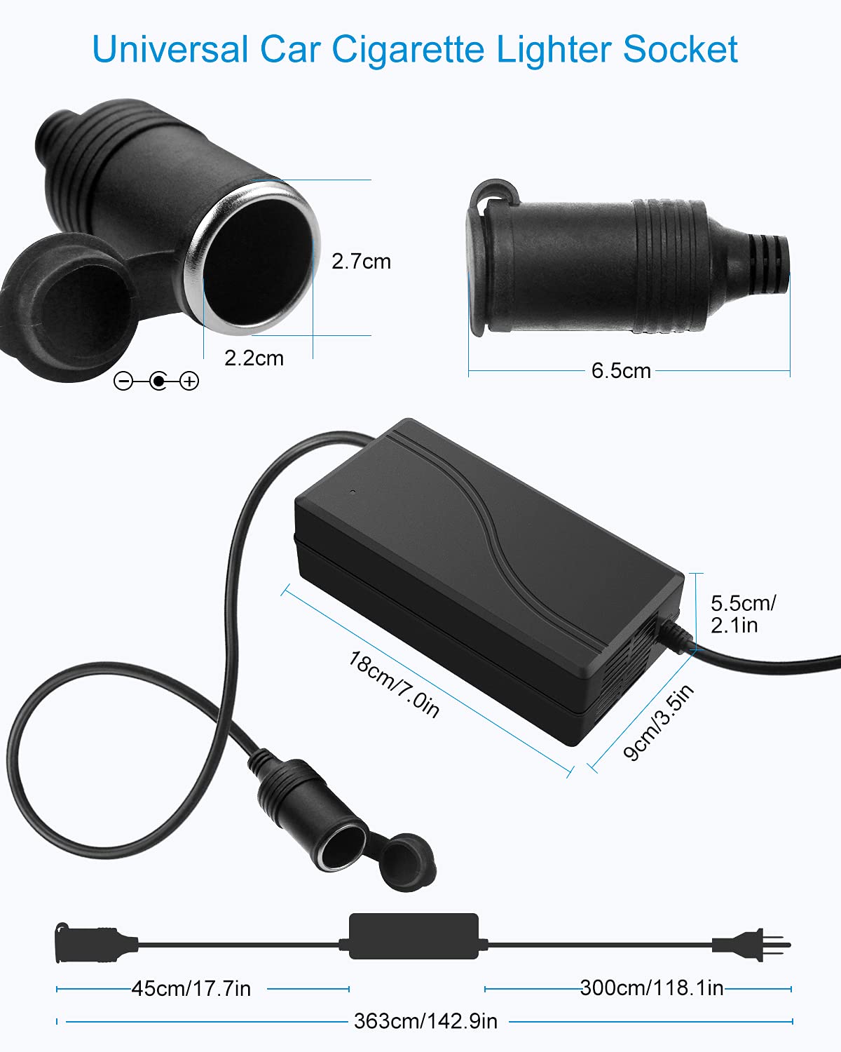 ALITOVE 110V to 12V Converter AC to DC Converter 12 Volt 15A 180W Power Supply Adapter with Car Cigarette Lighter Socket 100V-240V AC in for Car Refrigerator Tire Inflator Cleaner Pressure Washer