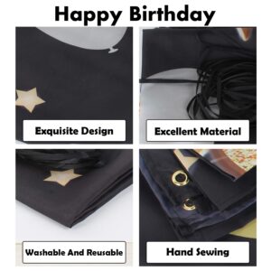 PAKBOOM Happy 78th Birthday Banner Backdrop - 78 Birthday Party Decorations Supplies for Men - Black Gold 4 x 6ft