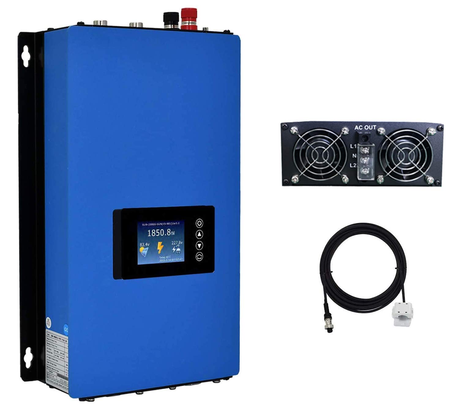 Y&H 2000W Grid Tie Inverter Power Limiter LCD Display DC50-90V Solar Input AC185-265V Output SUN-2000GTIL2-H