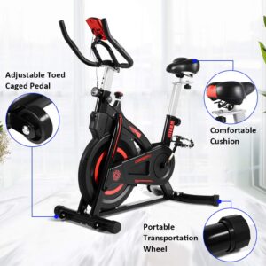 OneTwoFit Indoor Exercise Bike with Monitor,Adjustable Seat & Handlebars Cycling Bike for Home Cardio Workout OT212