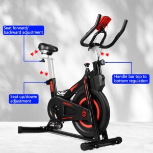 OneTwoFit Indoor Exercise Bike with Monitor,Adjustable Seat & Handlebars Cycling Bike for Home Cardio Workout OT212