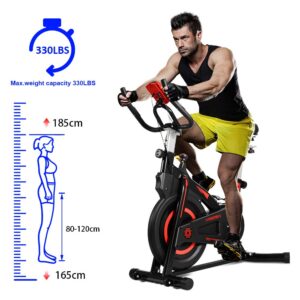 OneTwoFit Indoor Exercise Bike with Monitor,Adjustable Seat & Handlebars Cycling Bike for Home Cardio Workout OT212