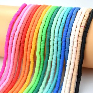 8000Pcs Clay Beads Clay Bracelet Beads 6mm Flat Round Clay Beads Clay Spacer Beads Flat Colorful Clay Beads About 20strands Clay Beads for Jewelry Making Bracelets Necklace Crafts (20 Color, 6mm)