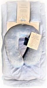 little traveler baby blanket (30" x 40"), belt strap covers & travel pillow set - abc blue