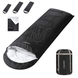 ashomeli camping sleeping bag - 4 season warm & cool weather - summer, spring, fall, winter, lightweight, waterproof sleeping bags for adults & kids - camping, traveling, indoors and outdoors