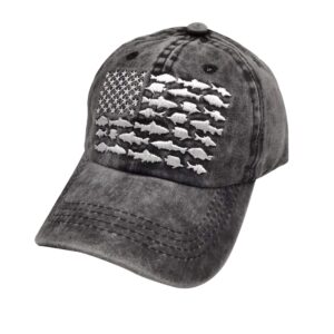 waldeal boys' embroidered fish flag hat kids washed distressed baseball cap black